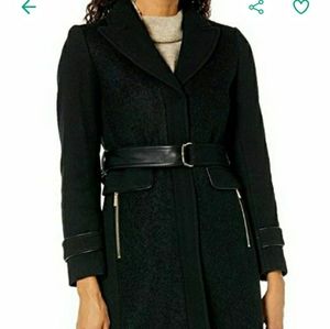 Black Womens Vince Camuto Mixed Wool Coat. SZ LRG